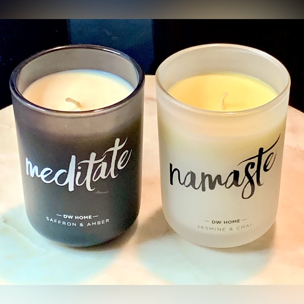 DW HOME CANDLE MEDITATE NAMASTE SAFRON AMBER JASMINE CHI DUO 7.6oz EACH SOY NEW - Picture 3 of 11
